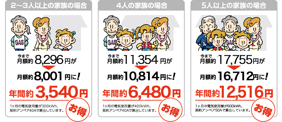 イワタニでんきの月額料金<例>