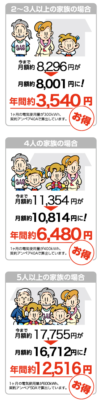イワタニでんきの月額料金<例>