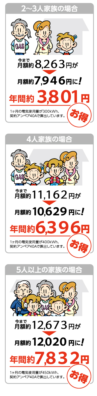 イワタニでんきの月額料金<例>